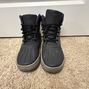 Nike Black and Purple Woodside Anthracite High-Tops